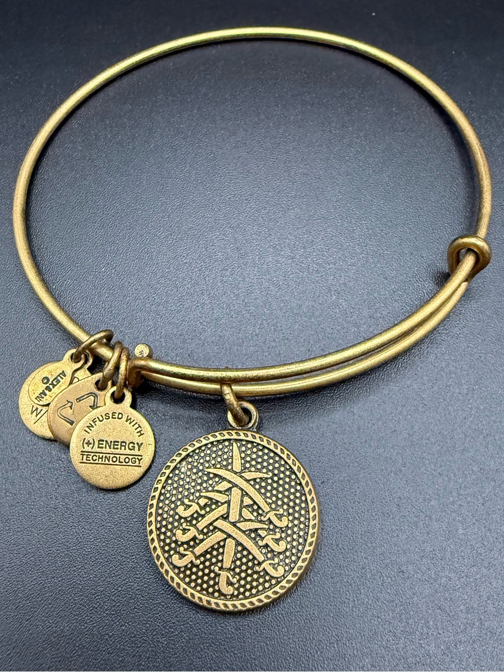 Alex and Ani Seven Swords Russian Gold Tone Bangle Bracelet